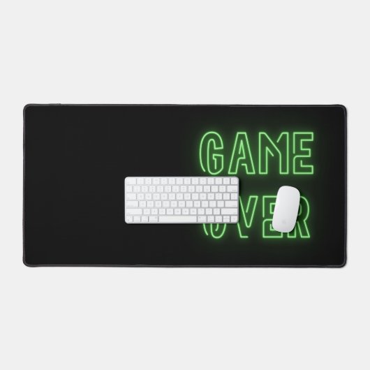 Game Over Neonlight Design Green Desk Mat Schreibtischunterlage (Tastatur & Maus)