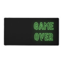 Game Over Neonlight Design Green Desk Mat
