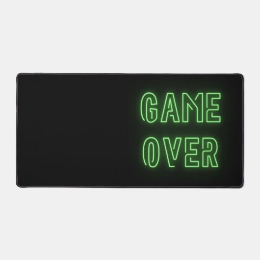 Game Over Neonlight Design Green Desk Mat Schreibtischunterlage (Vorderseite)