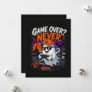 Game Over Nie Lustiger Gamer-Geist Halloween Feiertagskarte