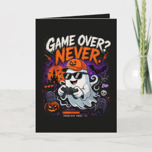 Game Over Nie Lustiger Gamer-Geist Halloween Feiertagskarte