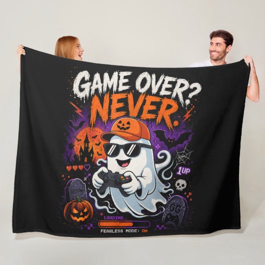 Game Over Nie Lustiger Gamer-Geist Halloween Fleecedecke (Beispiel)
