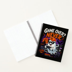 Game Over Nie Lustiger Gamer-Geist Halloween Notizblock