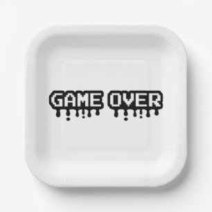 Game Over Pixel Art - Design Retro für Gamers Pappteller