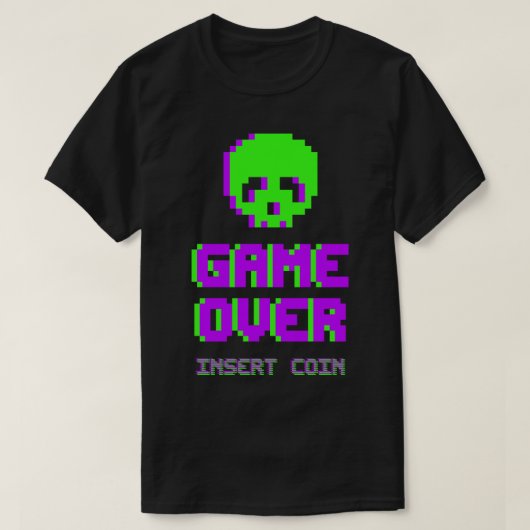 Game Over Pixel Art Totenkopf T-Shirt (Design vorne)