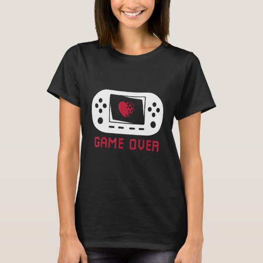 Game Over Pixel Heart - Gamepad Gaming T-Shirt (Vorderseite)