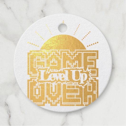 Game Over, Revive-Retro-Spiele mit, Level Up Geschenkanhänger (Vorderseite)