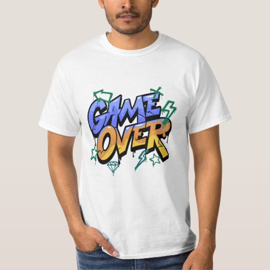 Game Over T - Shirt - Retro Gamer Video Game Graph (Vorderseite)