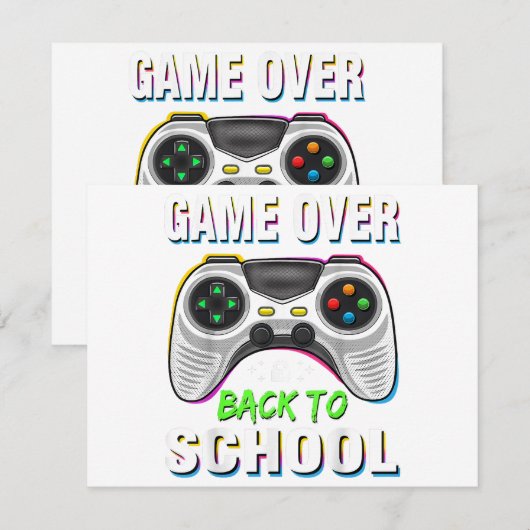 Game Over To School Shirt Funny Kids First Da (Vorne/Hinten)
