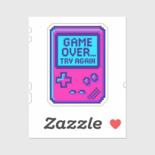 Game Over – Versuche es erneut – Retro-Pixel-Gamer Aufkleber