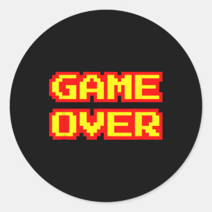 Game Over Vintage Retro Arcade Videospiele Gaming Runder Aufkleber