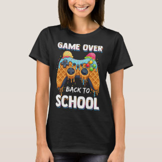 Game Over Zurück zur Schule Lustige Waffel Gamer  T-Shirt