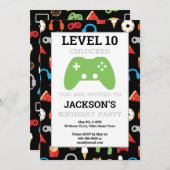 Game Party Level Up Kindergeburtstag Gamer Einladung (Vorne/Hinten)