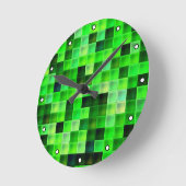 Game Pixels Green Square Muster mit Punkten Runde Wanduhr (Winkel)