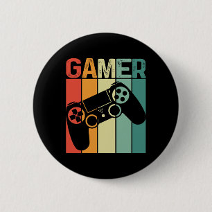 Game Player Retro Gamer Gaming Addict Boy Girl Men Button