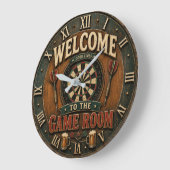 Game Room Dartboard Rustic Pub Bar Decor  Große Wanduhr (Winkel)