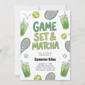 Game Set and Matcha Tennis Surprise Birthday Einladung (Vorderseite)