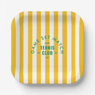 Game Set Match Après Tennis Club Gelber Streifen Pappteller