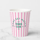 Game Set Match Après Tennis Club Pink Stripe Pappbecher (Rückseite)