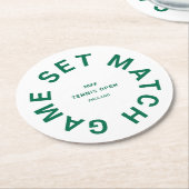 Game Set Match Green Tennis Turnier Wappen Runder Pappuntersetzer (Angewinkelt)