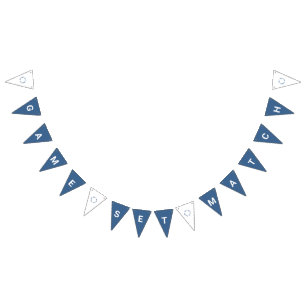 Game Set Match Tennis Court Blue Wimpelkette