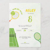 Game, Set, Match Tennis Party Trendy 8th Birthday Einladung (Vorderseite)