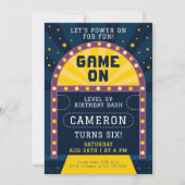 Game Start Arcade Birthday Party Einladung (Vorderseite)