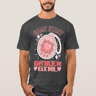 Game Start Gamer Girl Retro E Pet Game Vintag T-Shirt