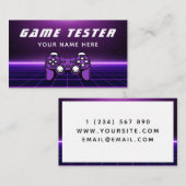 Game Tester Developer Gamer Futuristic Lila Visitenkarte (Vorne/Hinten)