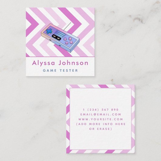 Game Tester Developer Retro Controller Gadget Nied Quadratische Visitenkarte (Vorne/Hinten)