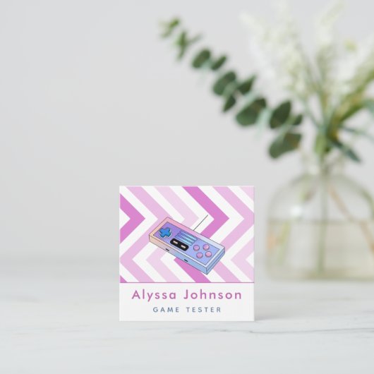 Game Tester Developer Retro Controller Gadget Nied Quadratische Visitenkarte (Stehend Vorderseite)