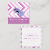 Game Tester Developer Retro Controller Gadget Pink Quadratische Visitenkarte (Vorne/Hinten)