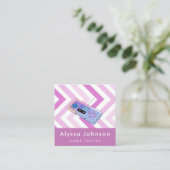 Game Tester Developer Retro Controller Gadget Pink Quadratische Visitenkarte (Stehend Vorderseite)