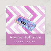 Game Tester Developer Retro Controller Gadget Pink Quadratische Visitenkarte (Vorderseite)