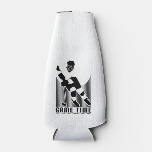 Game Time Hockey Spieler Schwarz Weiß Sports Drink Flaschenkühler