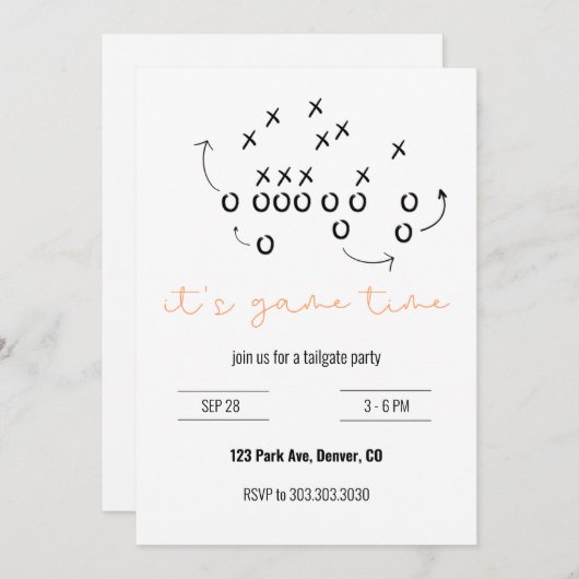 Game Time Tailgate Party Einladung (Vorne/Hinten)