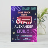 Game Truck Geburtstag Einladung Gaming Einladung (Stehend Vorderseite)