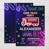 Game Truck Geburtstag Einladung Gaming Einladung (Vorne/Hinten)