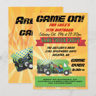 Game Truck Party Einladungen