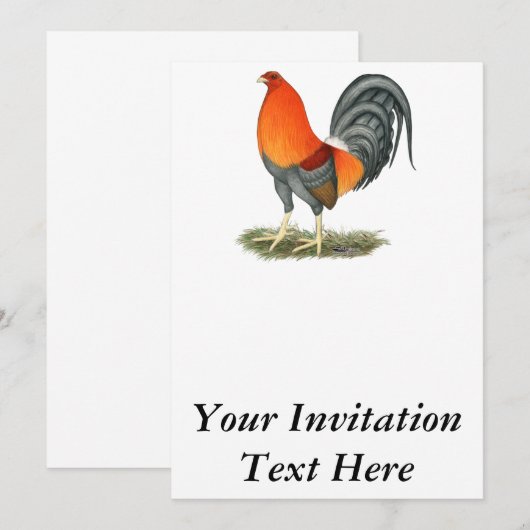 Gamecock Blue Red Einladung (Vorne/Hinten)