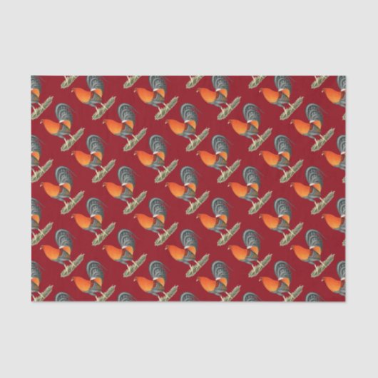 Gamecock Blue Red Rooster Seidenpapier (Vorderseite)