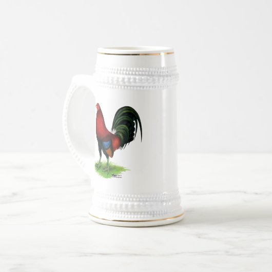 Gamecock: Dunkelrot Bierglas (Vorderseite Links)