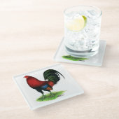 Gamecock: Dunkelrot Glasuntersetzer (Schrägansicht)