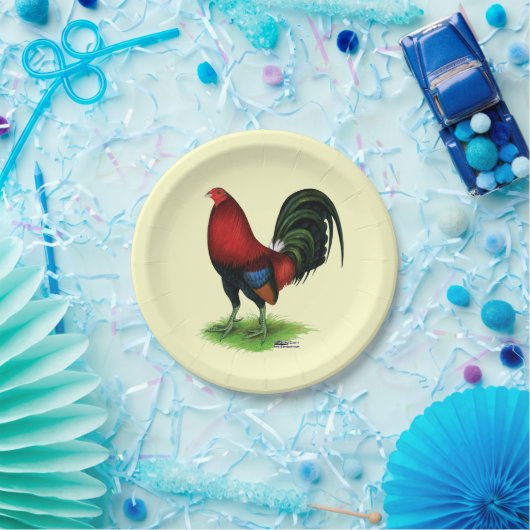 Gamecock:  Dunkelrot Pappteller (Party)