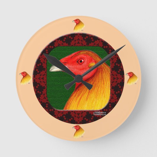 Gamecock Framed Runde Wanduhr (Vorderseite)