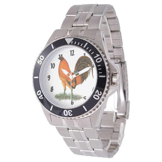 Gamecock Ginger Red Rooster Armbanduhr (Schrägansicht)