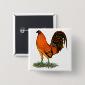 Gamecock Ginger Red Rooster Button (Vorne & Hinten)