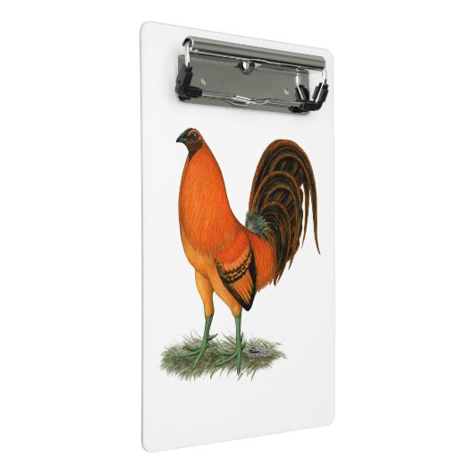 Gamecock Ginger Red Rooster Mini Klemmbrett (Schrägansicht)
