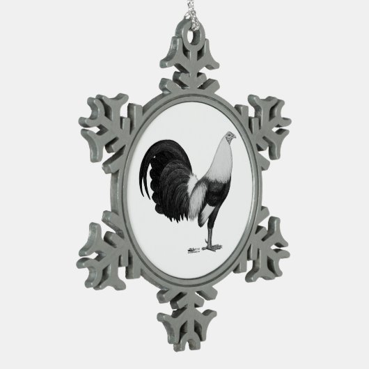 Gamecock Gray Duckwing Schneeflocken Zinn-Ornament (Links)