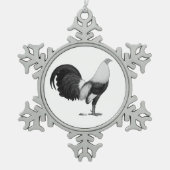 Gamecock Gray Duckwing Schneeflocken Zinn-Ornament (Vorderseite)
